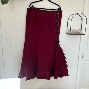 NWT Belle Poque Burgundy Maxi Skirt Steampunk Victorian Ruffle Mermaid Size XXXL